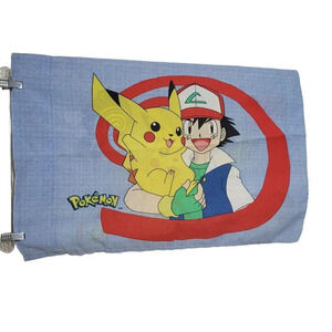 Vintage Pokemon Pillow Case Twin Pikachu Ash Squirtle 1995 1996 1998 Nintendo